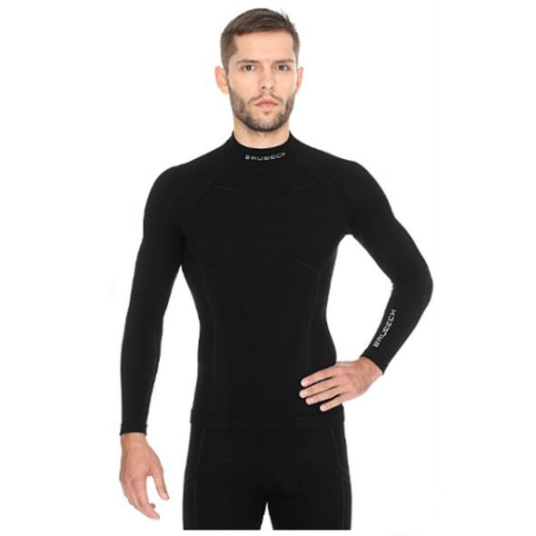 Koszulka termoaktywna BRUBECK EXTREME WOOL LS11920 z wełny merino czarna męska