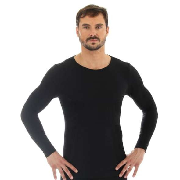 Koszulka termoaktywna Brubeck Comfort Wool LS11600 z wełny merino czarna męska