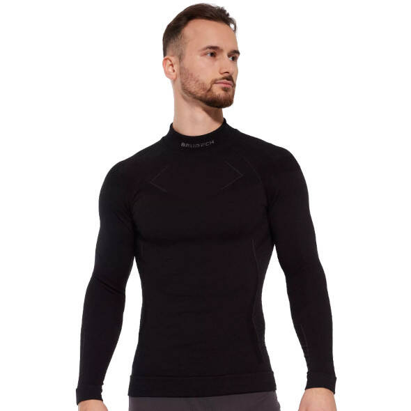Koszulka termoaktywna Brubeck Extreme Wool LS1666M z wełny merino czarna męska