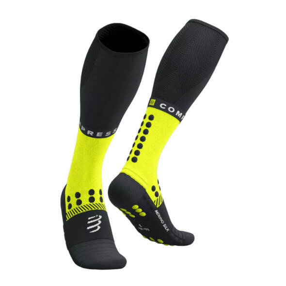 Skarpety kompresyjne Compressport Full Socks Winter Run czarno-żółte