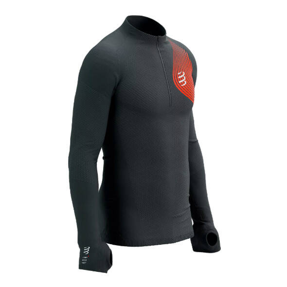 Bluza Compressport Winter Trail Postural LS Top czarno-czerwona męska AW23