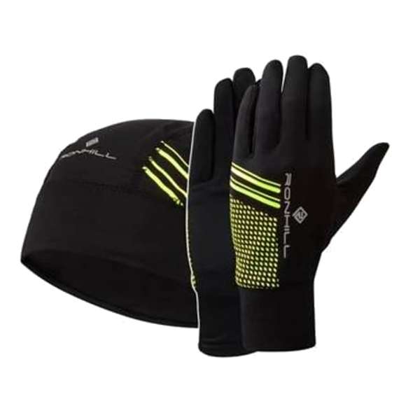 Zestaw czapka + rękawiczki Ronhill beanie and glove Set czarno-żółty