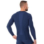 Koszulka termoaktywna Brubeck Active Wool LS12820 z wełny merino długa granatowa męska 